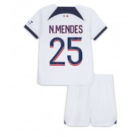 Paris Saint-Germain Nuno Mendes #25 Auswärts Trikotsatz Kinder 2023-24 Kurzarm (+ Kurze Hosen)